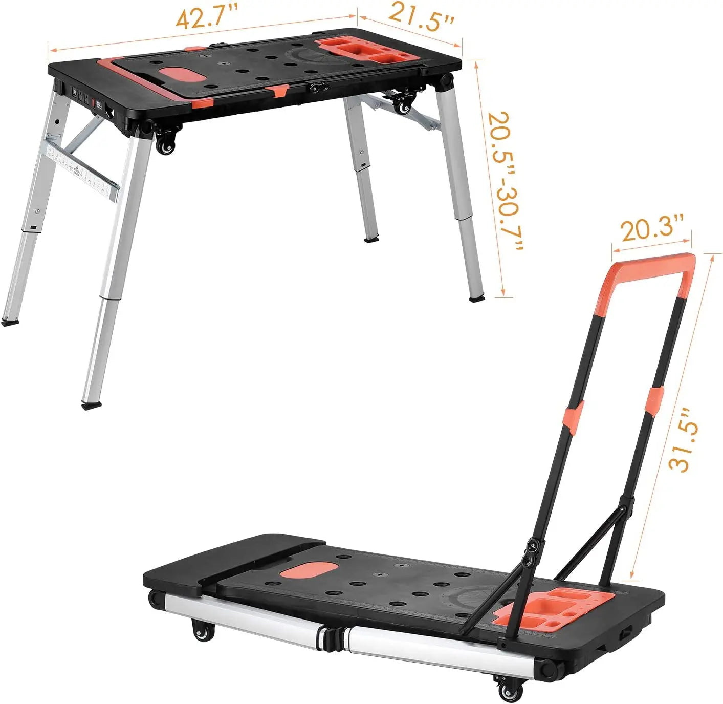 NONEDIY Multifunctional 7-in-1 Portable Folding Work Table Sawhorse 440lbs