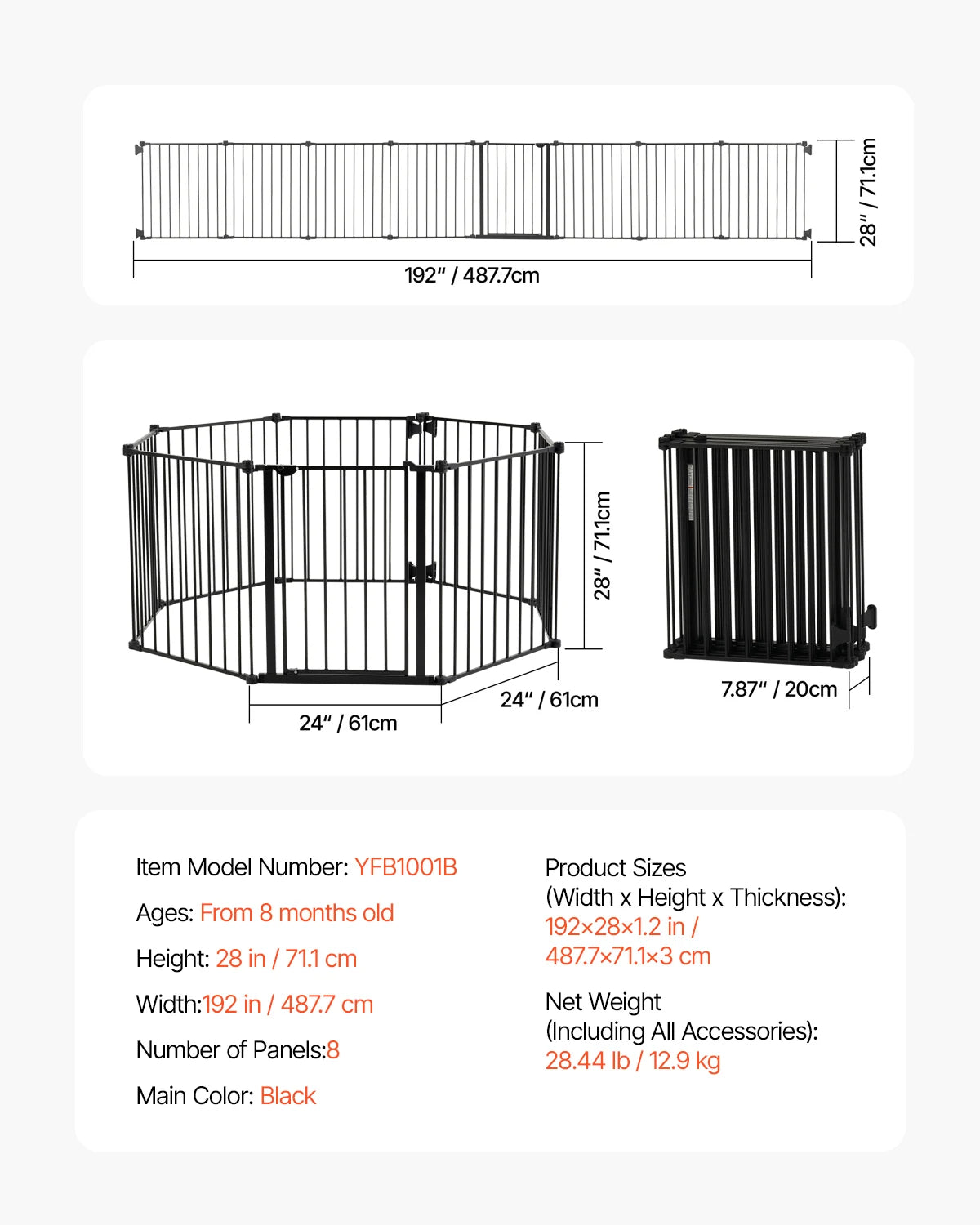 SucceBuy Baby Gate Walk Through Doorways Pressure Mounted