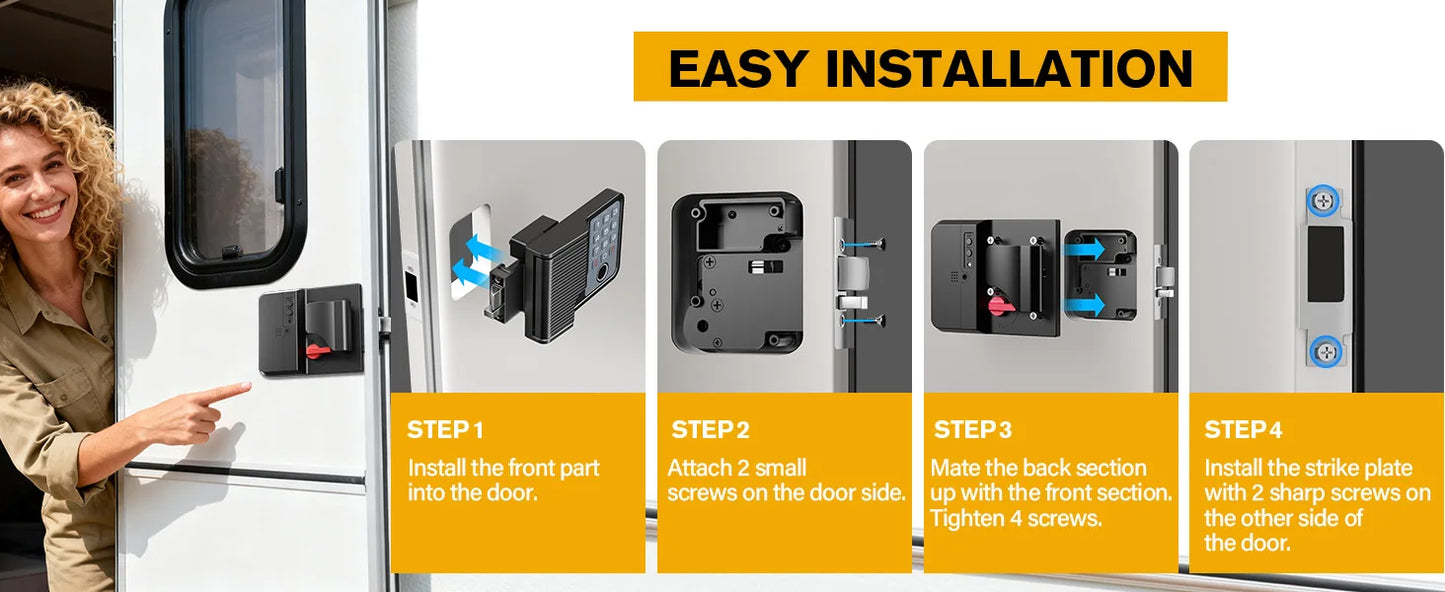 Smart RV Door Lock Keyless Entry Weatherproof Fingerprint Remote Keypad