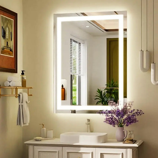 24 LED Bathroom Mirror With Front And Backlight Anti Fog