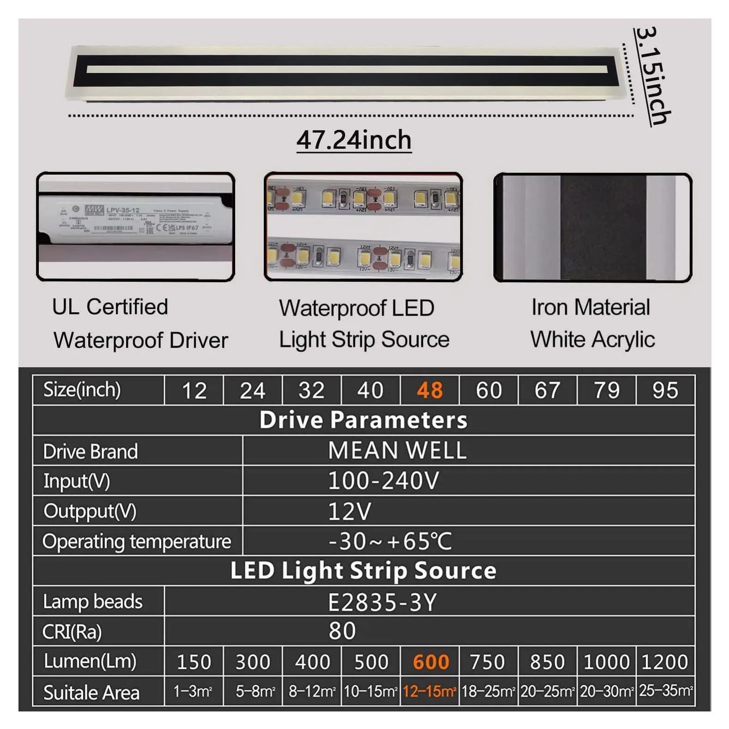 Outdoor Long Strip Modern LED Wall Lighting Fixture Sconce
