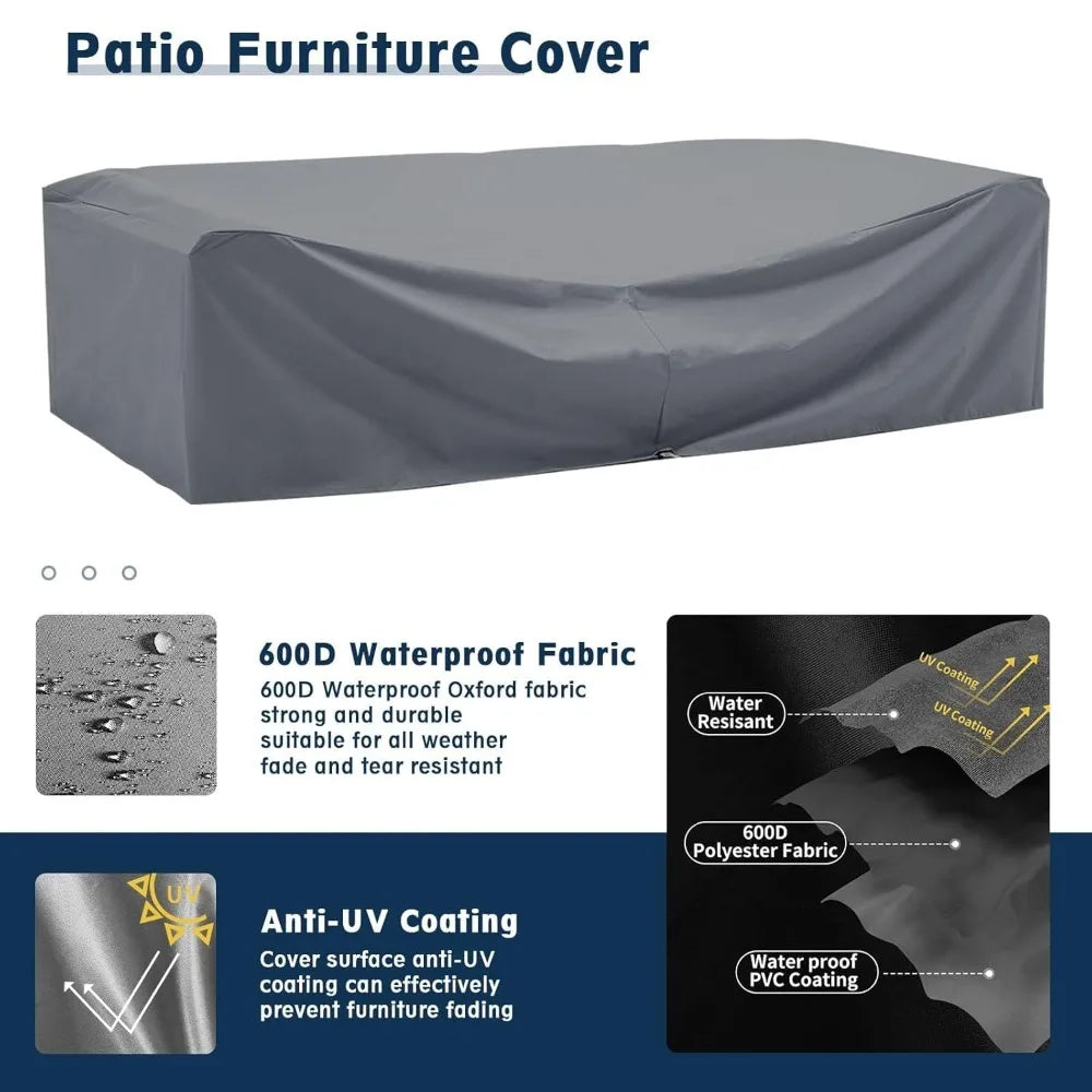 Patio 7-Piece Outdoor Rattan Sofa Set With Glass Coffee Table