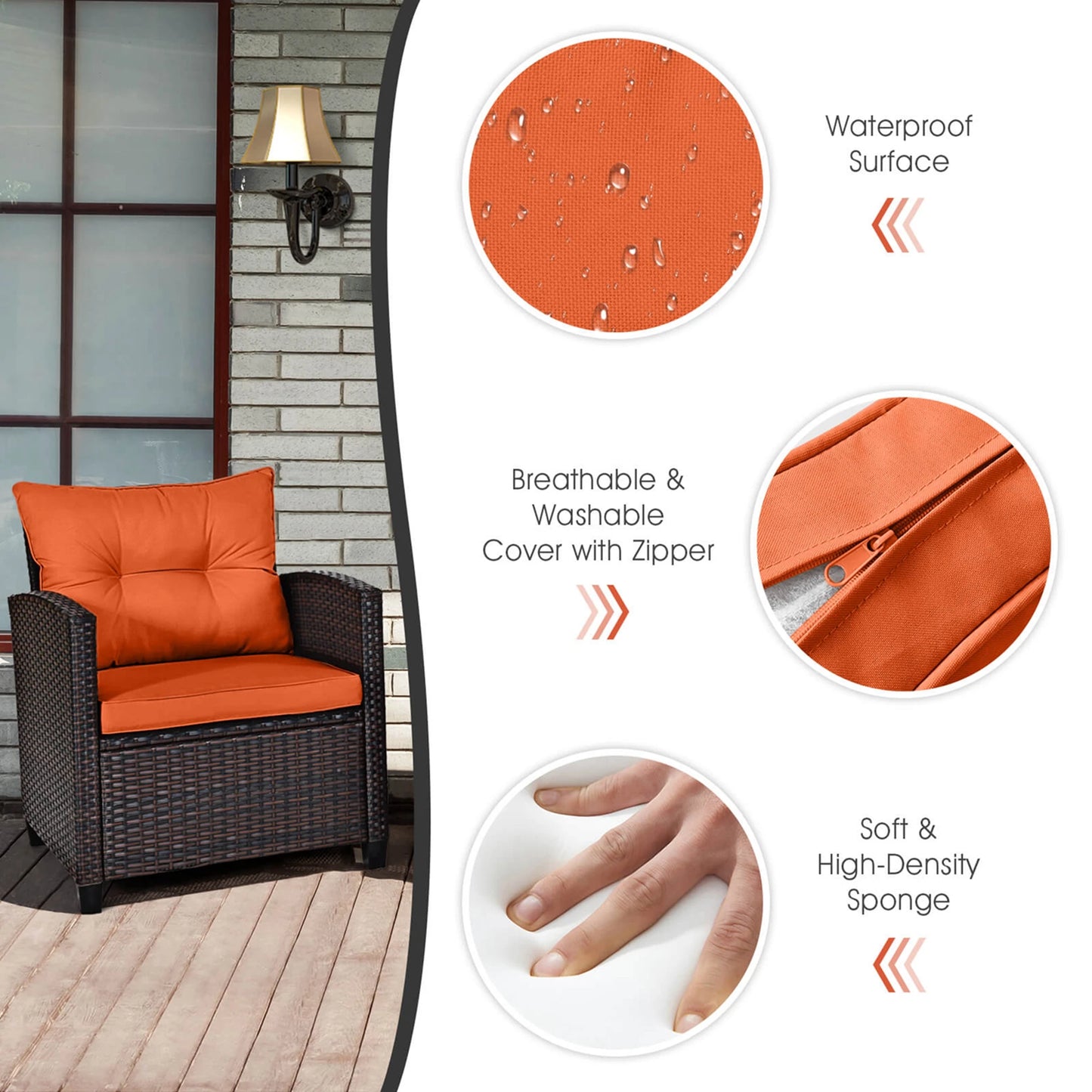 HOMASIS Patio Rattan Furniture Set Cushioned Conversation Set