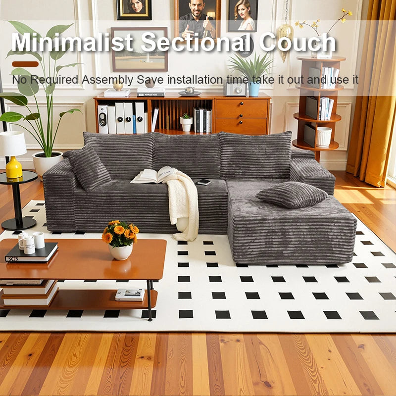 Corduroy L Shaped Sofa Bed With Deep Seat Comfort Durable