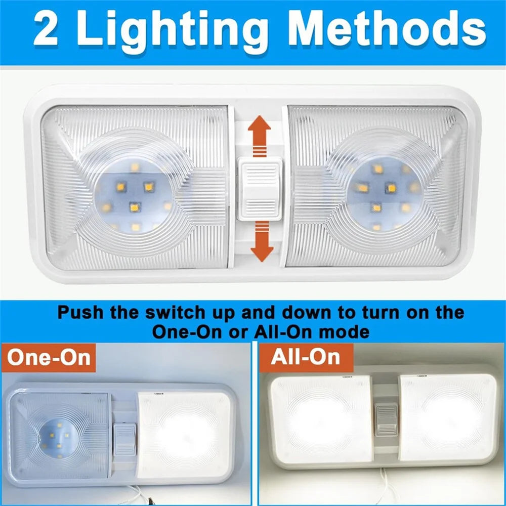 12V LED RV Double Dome Ceiling Lights 5 Pack