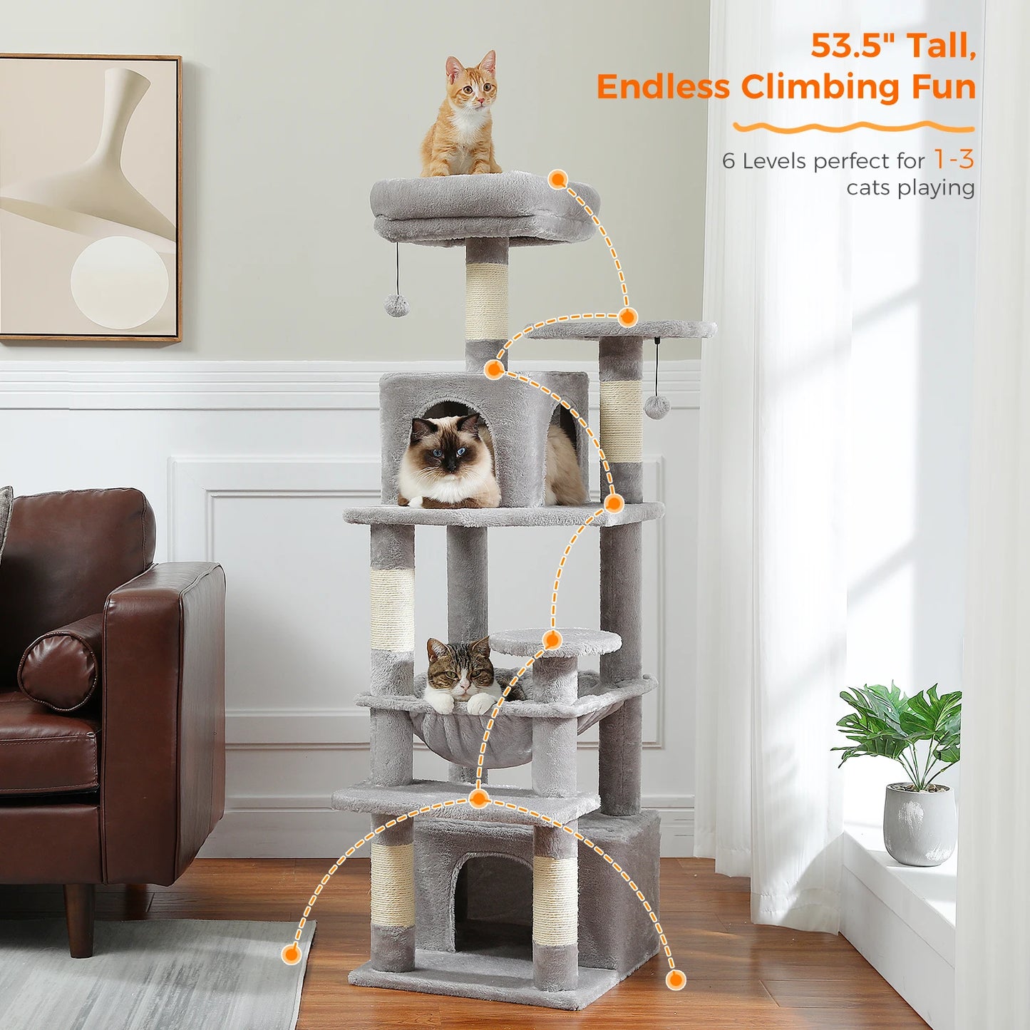 PAWZ Road Cat Tree Tower With Sisal Scratching Posts Hammock