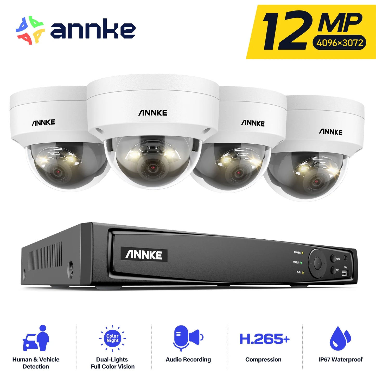 ANNKE 12MP Smart Dual Light Camera Kit 8CH NVR PoE