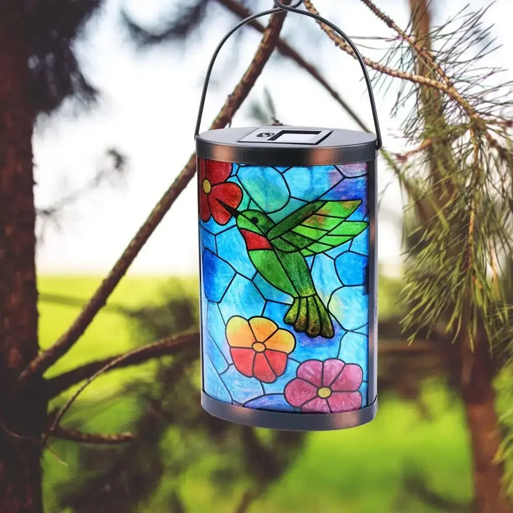 Hanging Solar Lantern Outdoor LED Hummingbird Lights Patio Garden