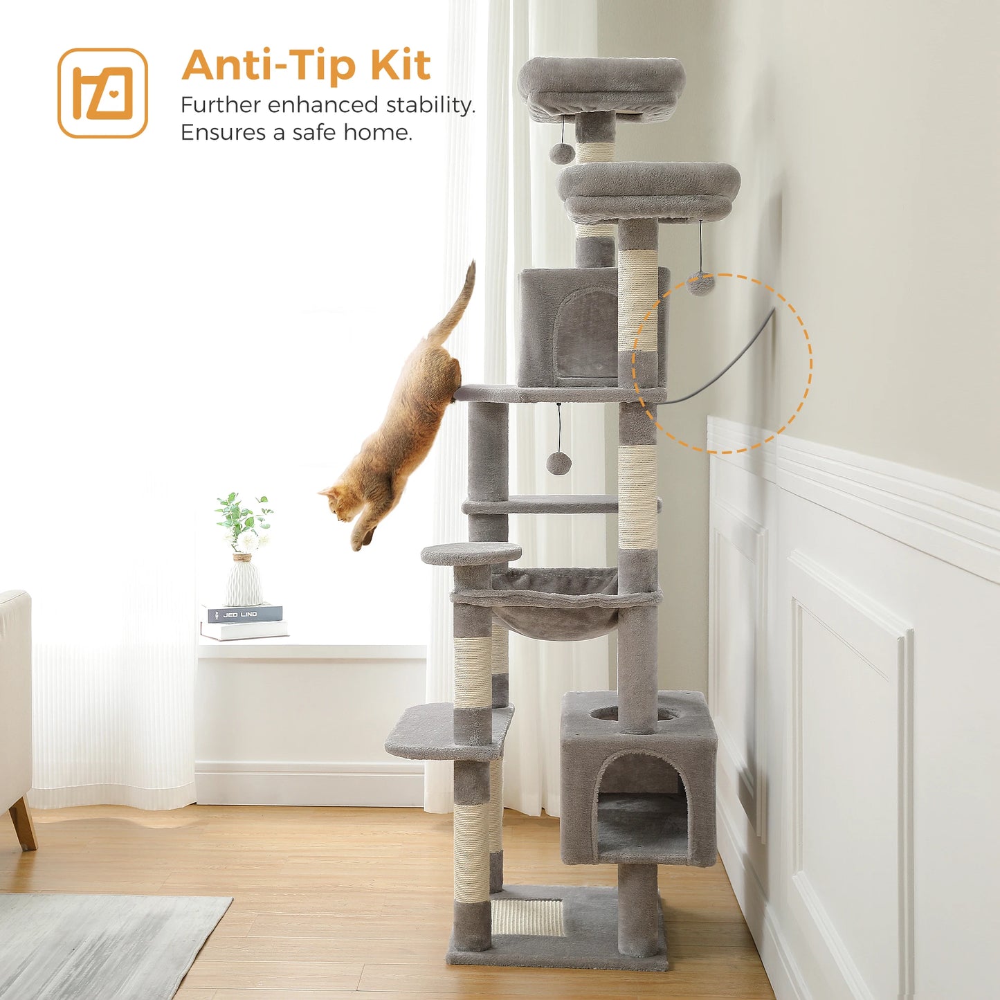 PAWZ Road Cat Tree Tower With Sisal Scratching Posts Hammock