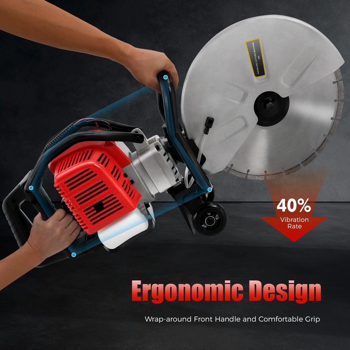 CNCEST Gasoline Concrete Cutting Saw 52cc 2 Stroke for Cement Blocks