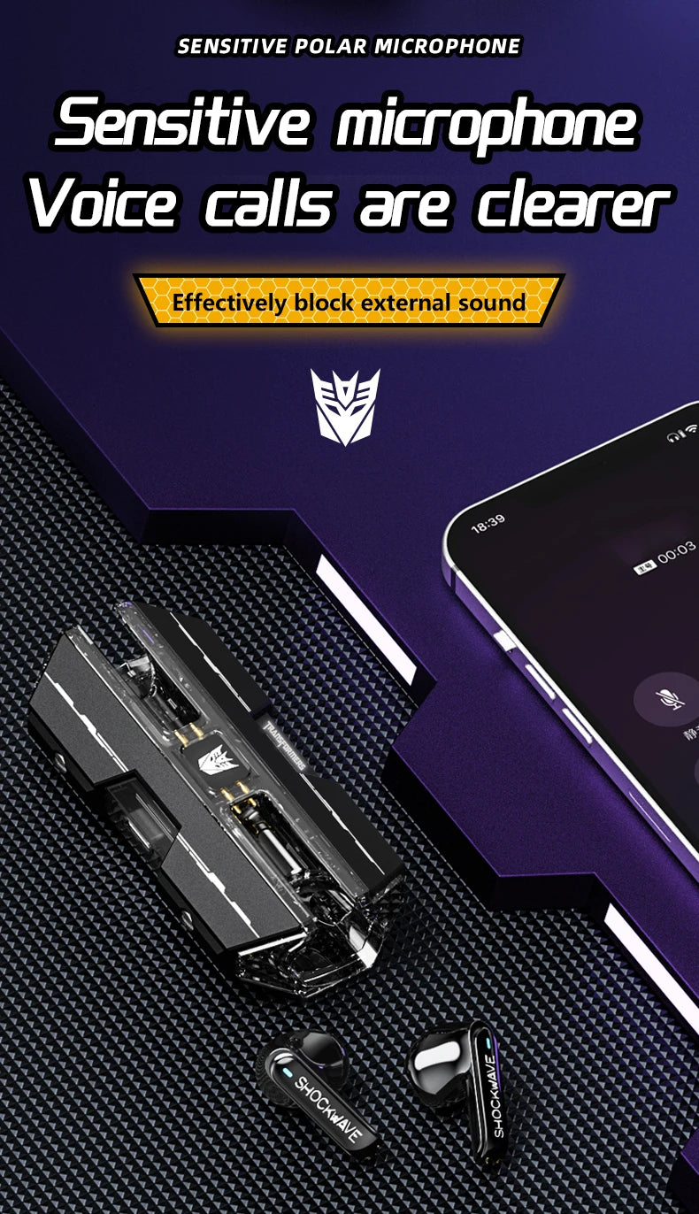 Transformers TF T01 Gaming Earphones Bluetooth ENC Headphones