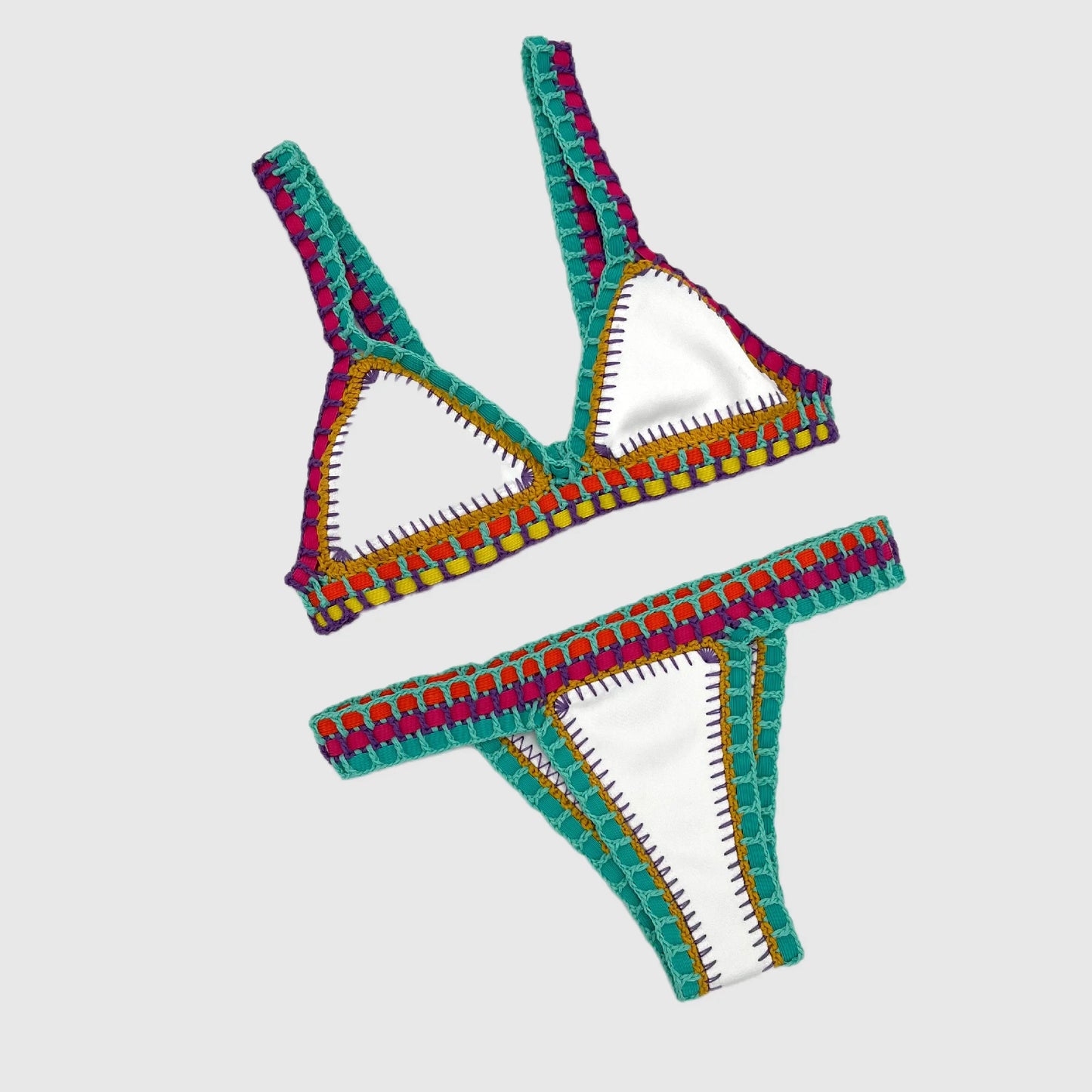 NONECN Crochet Two-Piece Bikini Set For Women Swimwear