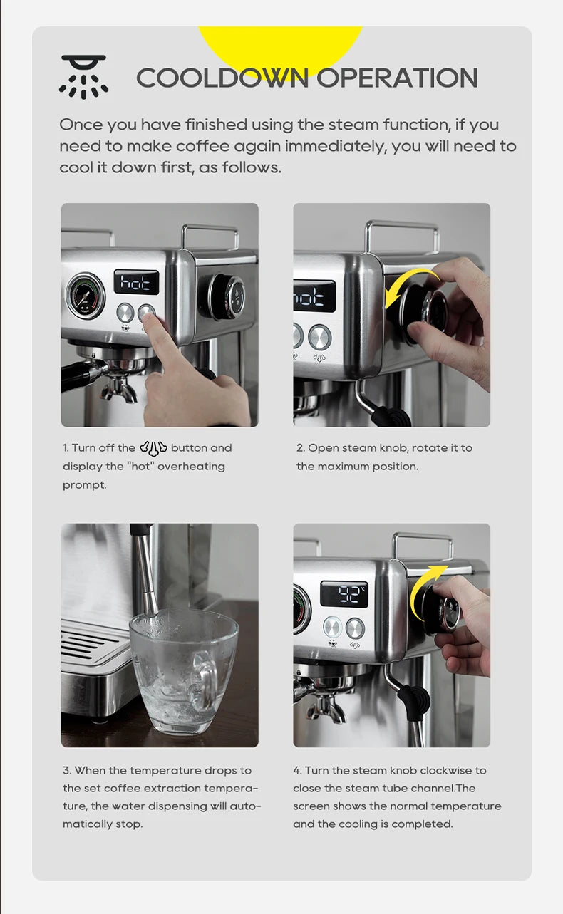 HiBREW 20 Bar Semi Automatic Espresso Temperature Adjustable 58mm Portafilter