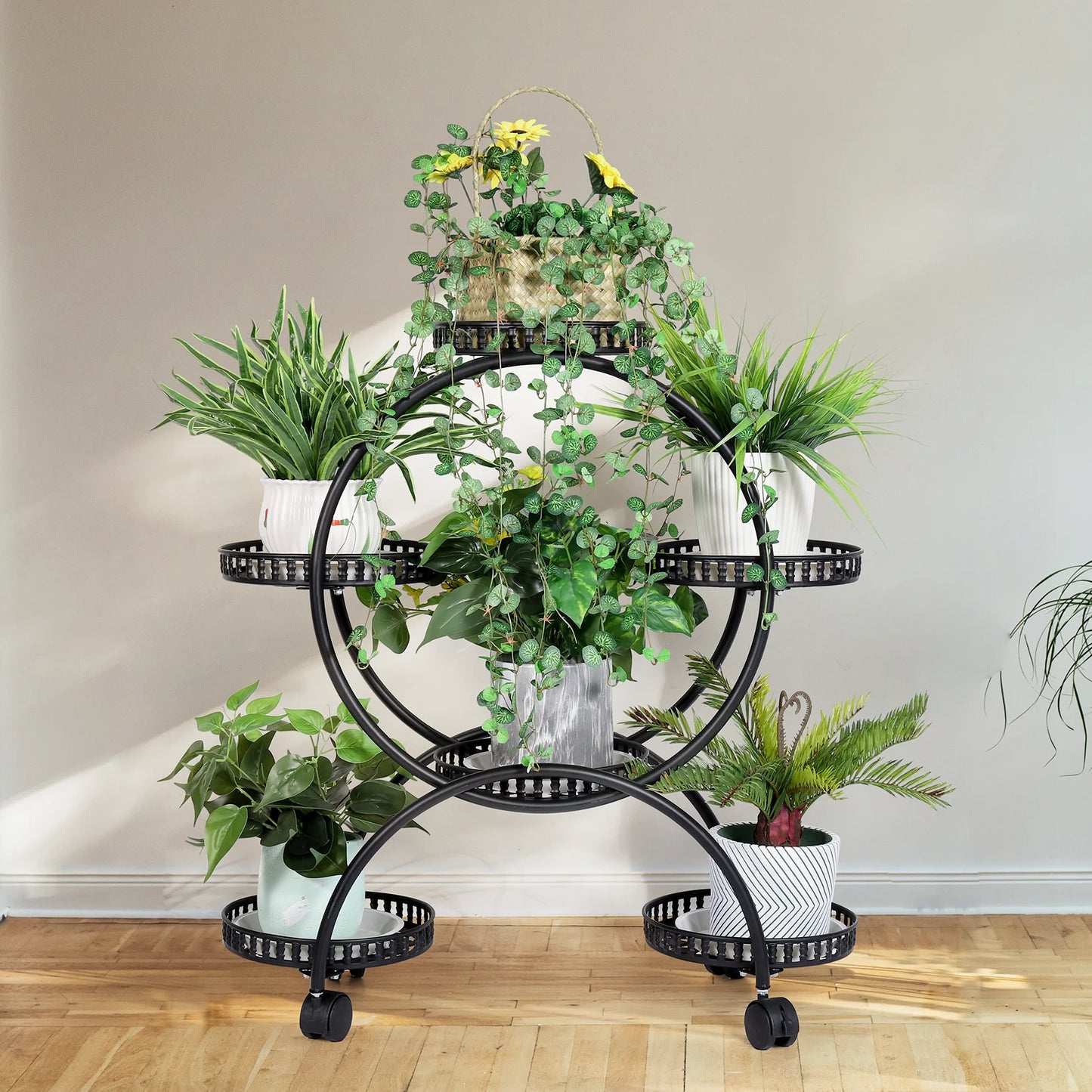 BINGOPAW Metal Plant Stand Multi Layer Holder With Wheels