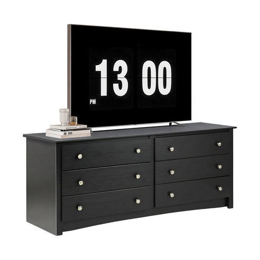JHK 6 Drawer Wood Dresser Cabinet For Living Room Minimalist Modern