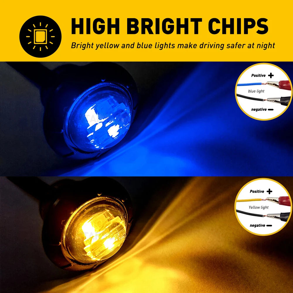 Auxito 20Pcs Dual Led Clearance Side Marker Lights For 12 24V Trailers