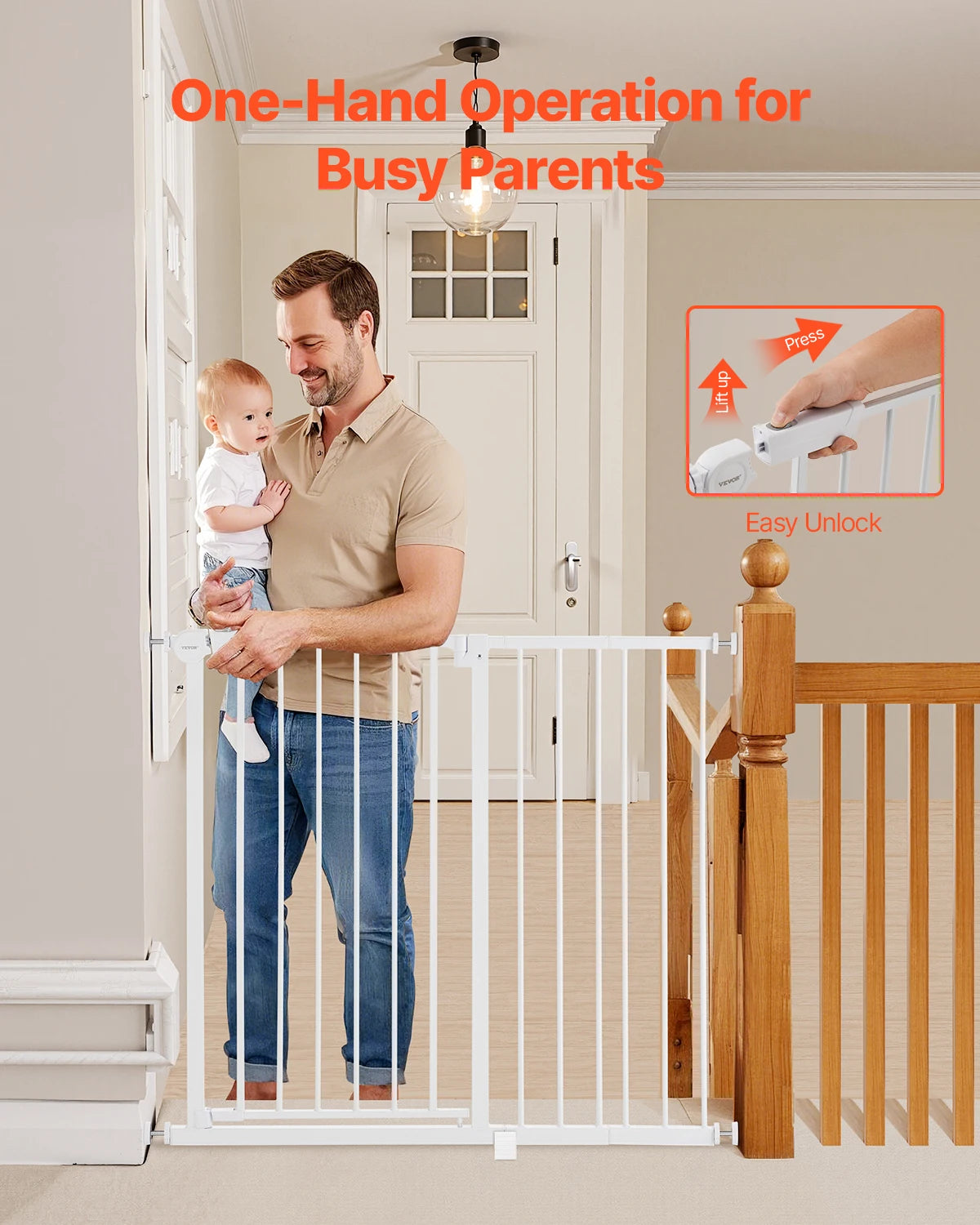 SucceBuy Baby Gate Walk Through Doorways Pressure Mounted