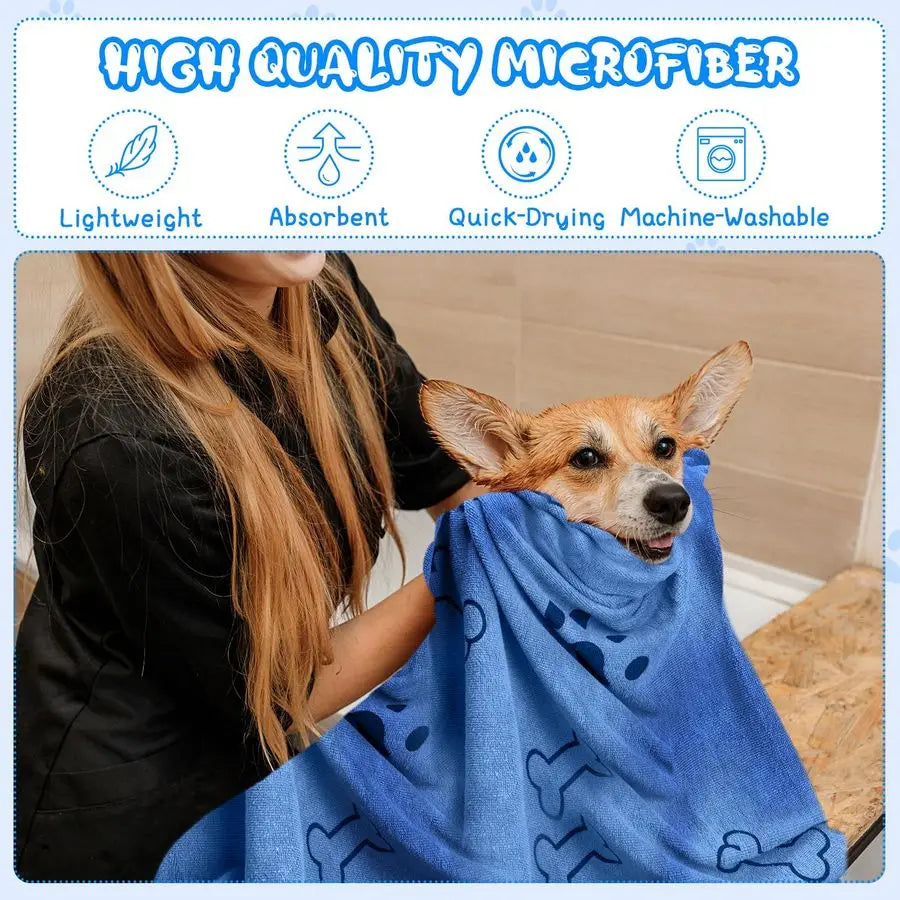 Dog Grooming Towels 12 Pack Microfiber Absorbent Quick Drying