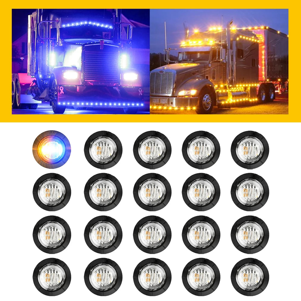 Auxito 20Pcs Dual Led Clearance Side Marker Lights For 12 24V Trailers