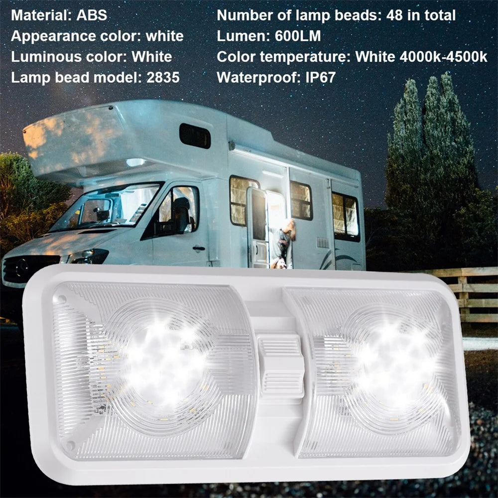 12V LED RV Double Dome Ceiling Lights 5 Pack