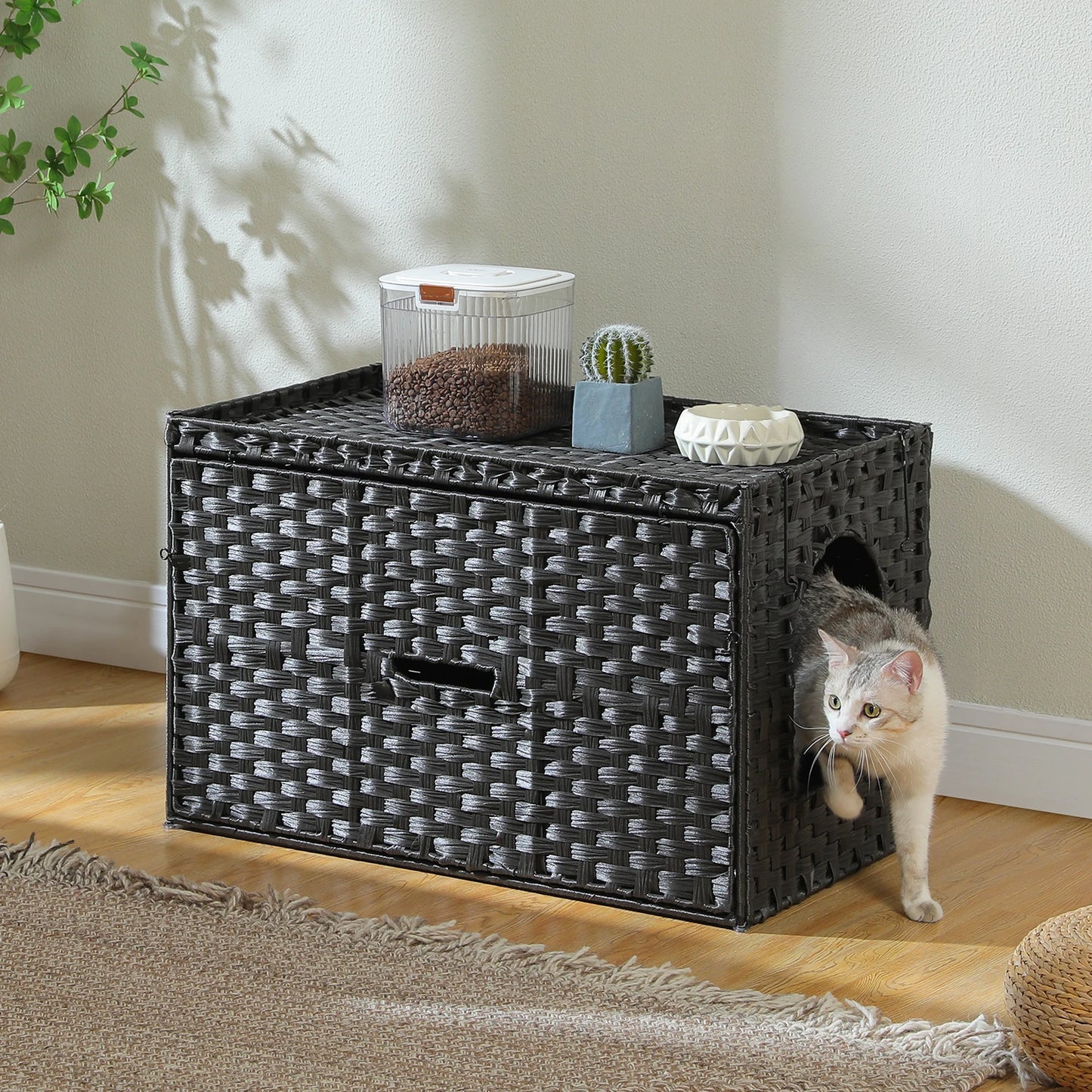 PAWZ Road Rattan Cat Litter Box Enclosure With Door