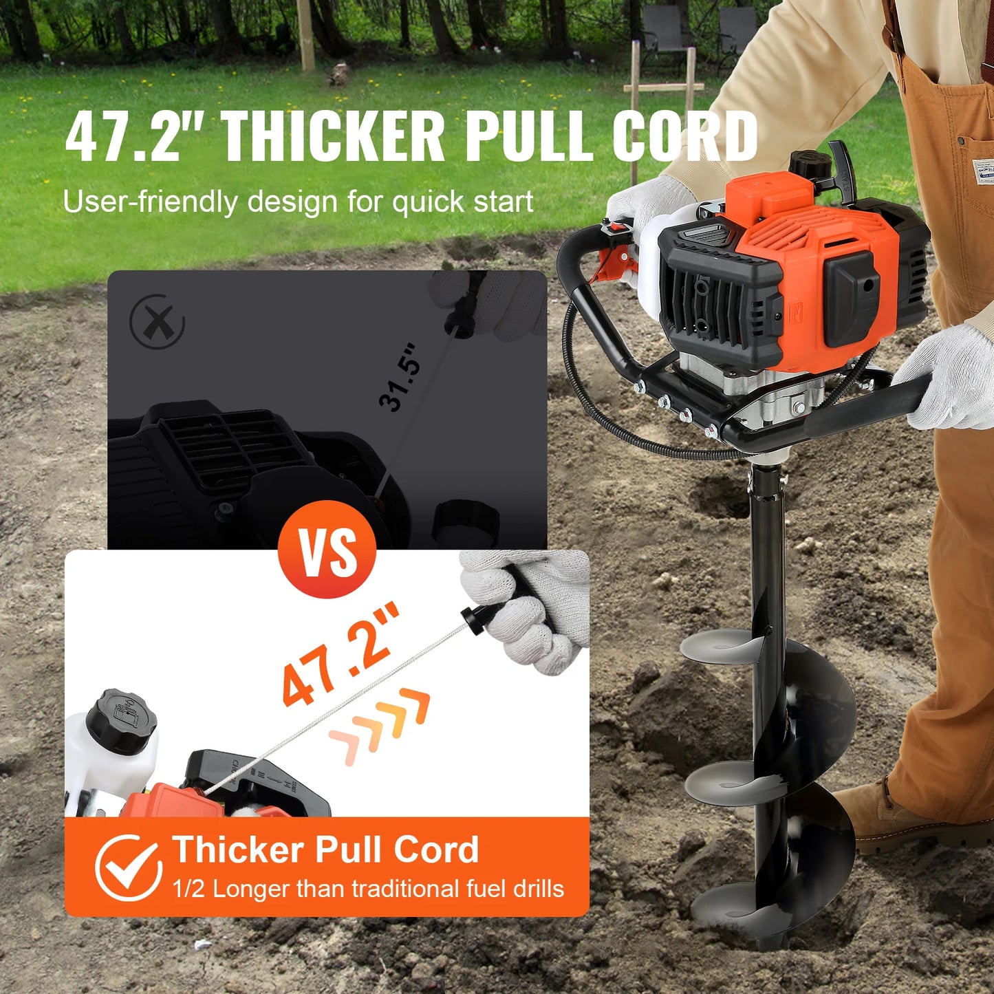 SucceBuy Gas Powered Post Hole Digger Earth Auger Tool