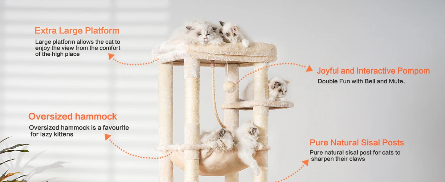NONECN Cat Tree Heavy Duty Multi Level Plush Condo