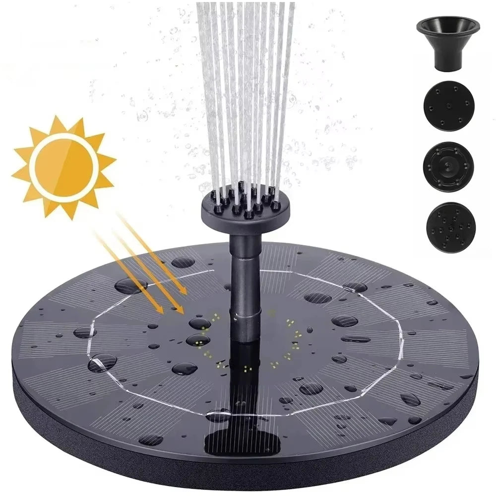Solar Fountain Pump For Bird Baths And Ponds With Nozzles