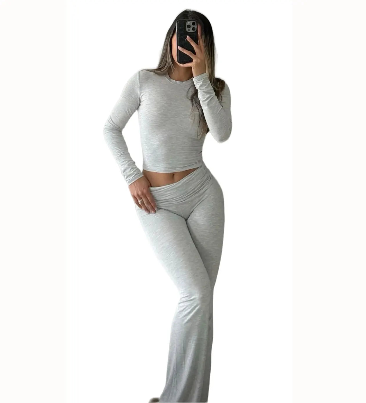 Women's Yoga Two Piece Set Long Sleeve Wide Leg Activewear Coordinated Set