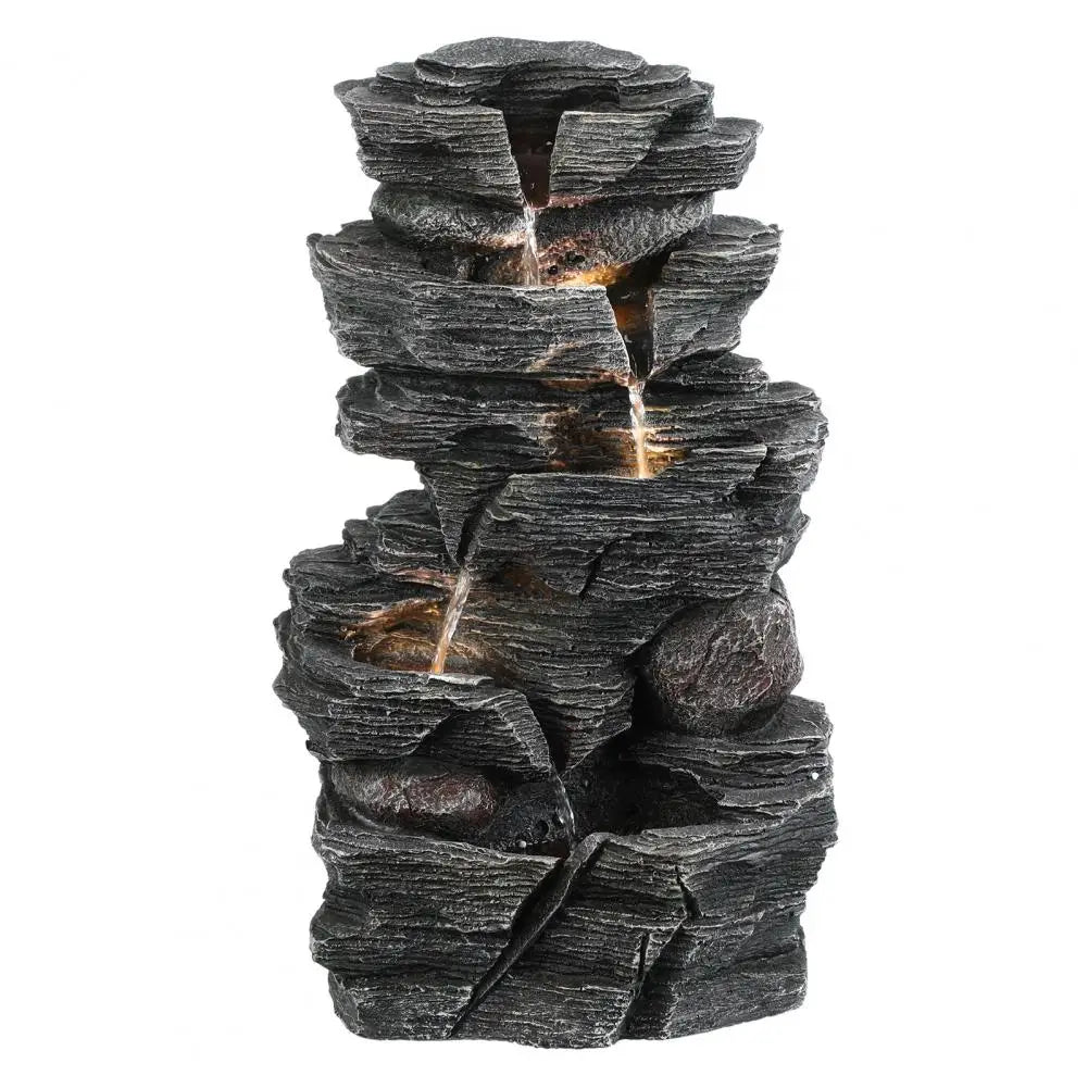 Rock Waterfall Garden Fountain With LED Light For Outdoor Decor