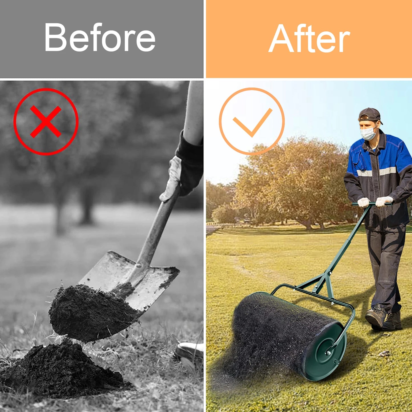 Compost T Shape Handle Metal Mesh Spreader For Lawns Garden