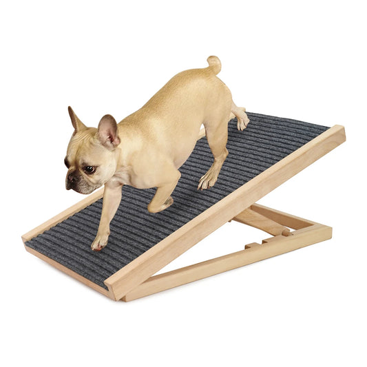 TWISTER.CK Pet Dog Ramp Ladder Natural Pine Wooden Lightweight Folding