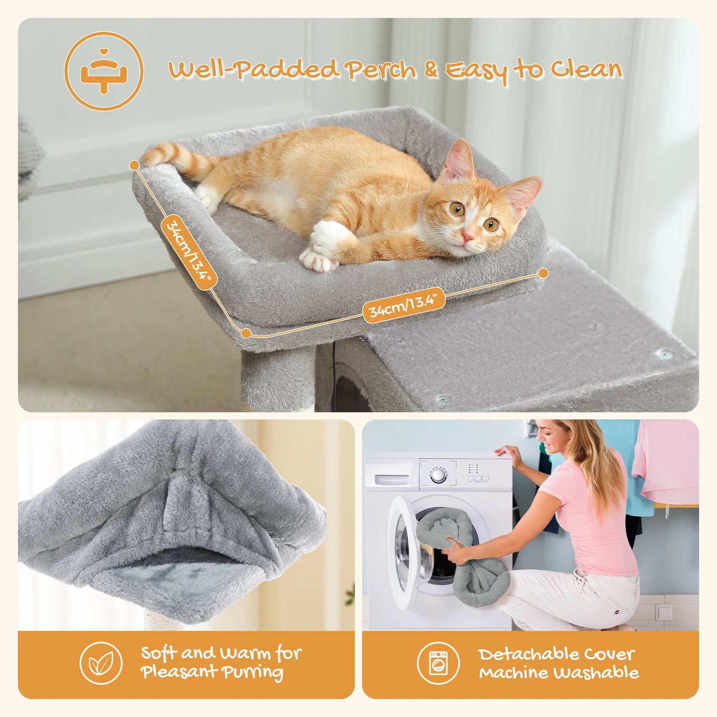 PEQULTI Cat Tree With Natural Sisal Scratching Post And Condo