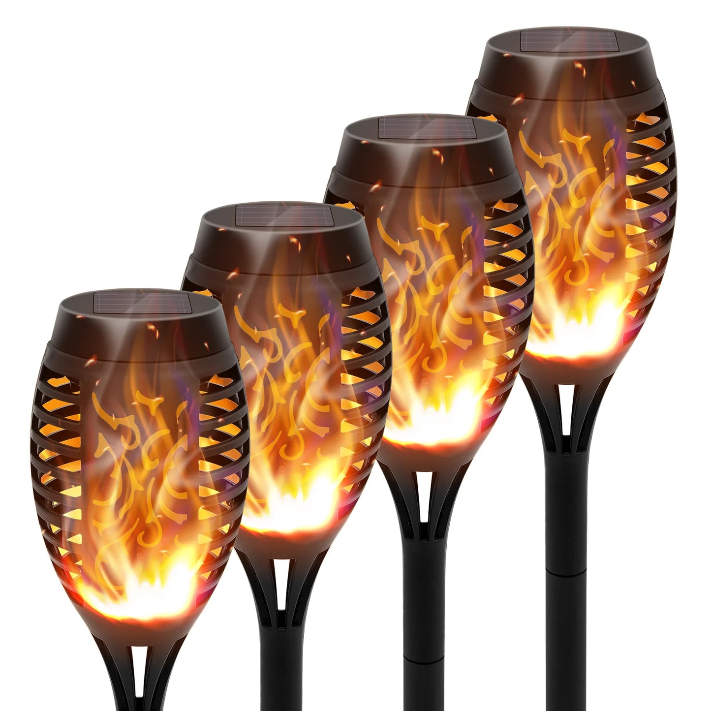 Solar Flame Torch Lights LED Flickering Outdoor Lawn Path Decoration