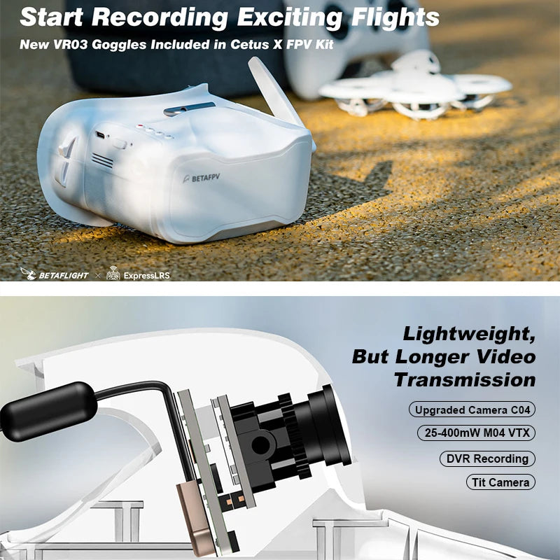 BETAFPV Cetus X FPV Racing Drone With VR03 Transmitter Goggles