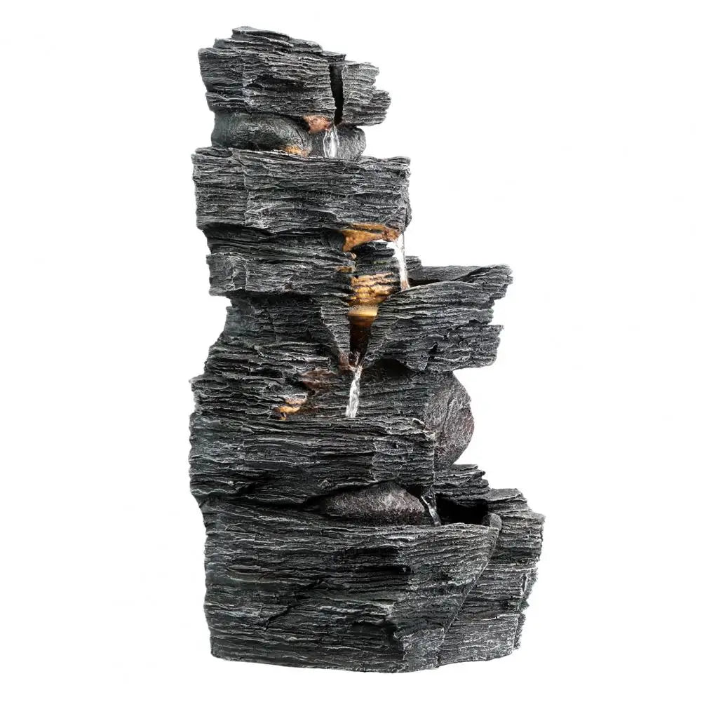 Rock Waterfall Garden Fountain With LED Light For Outdoor Decor