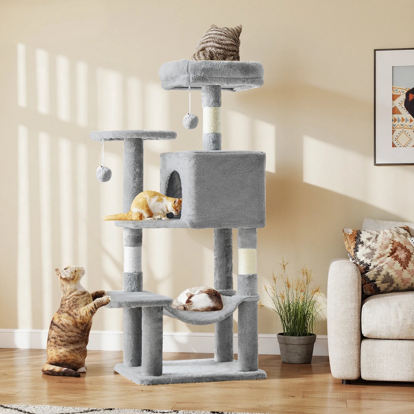 JHK Cat Tree Multi Cat Climbing Tower with Sisal Posts