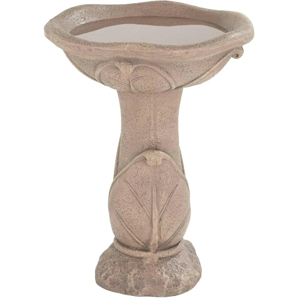 Water Lily Rustic Outdoor Cement Fountain Bird Bath