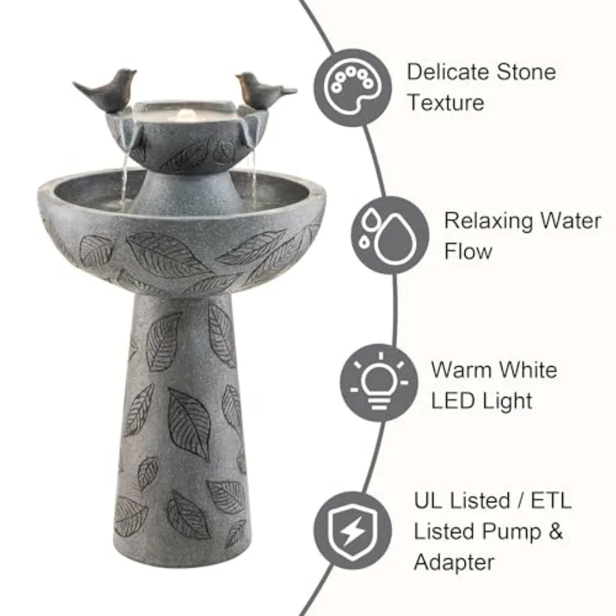 Polyresin Outdoor Water Fountain With Lights For Garden Decor