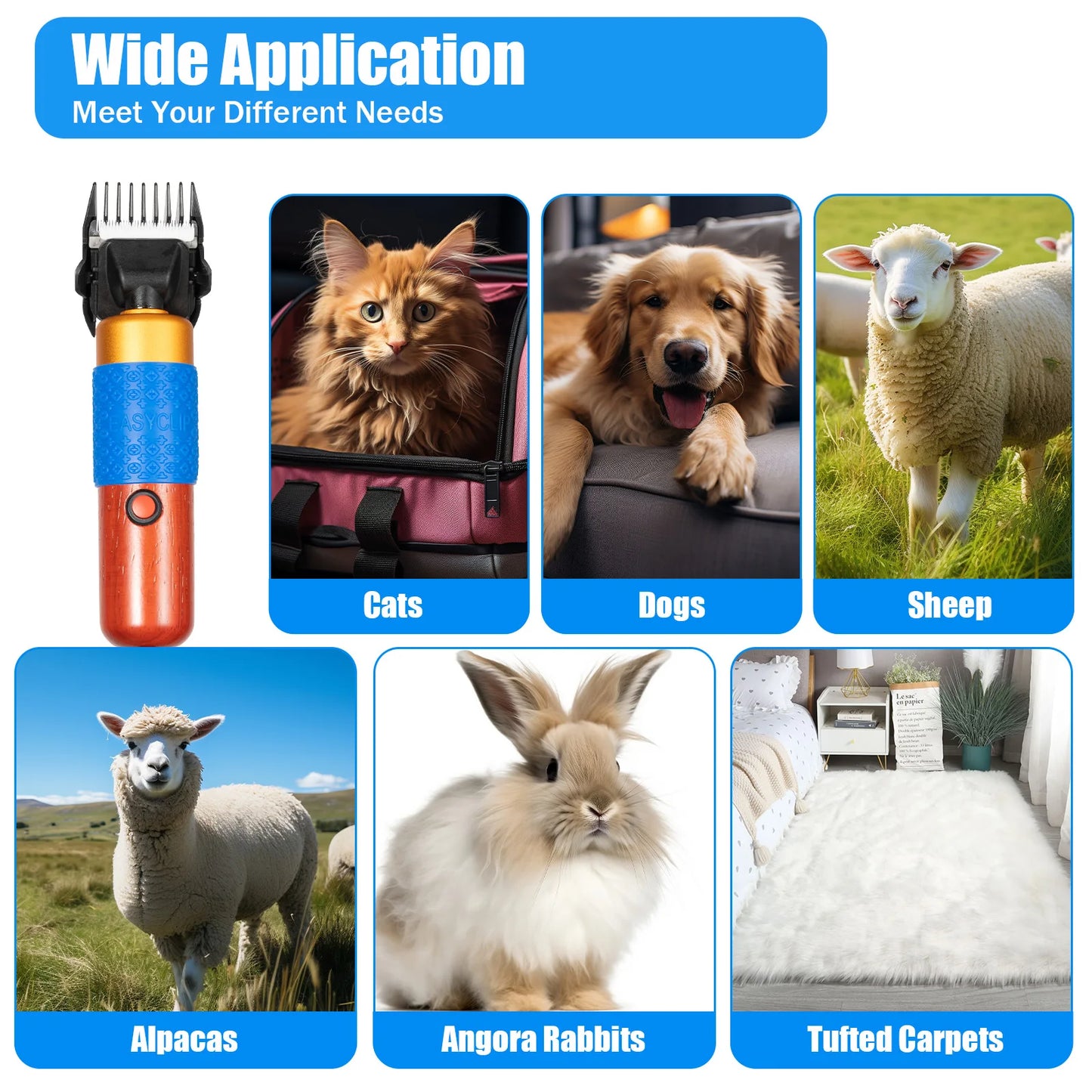 36W Professional Dog Cat Hair Clipper With Detachable Blades