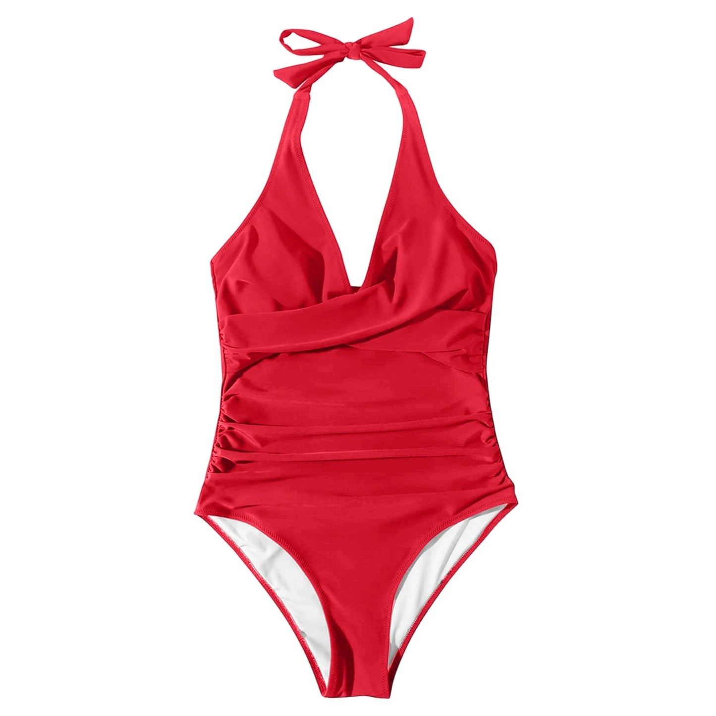 NONECN Tummy Control Cross Front Striped One Piece Swimsuit