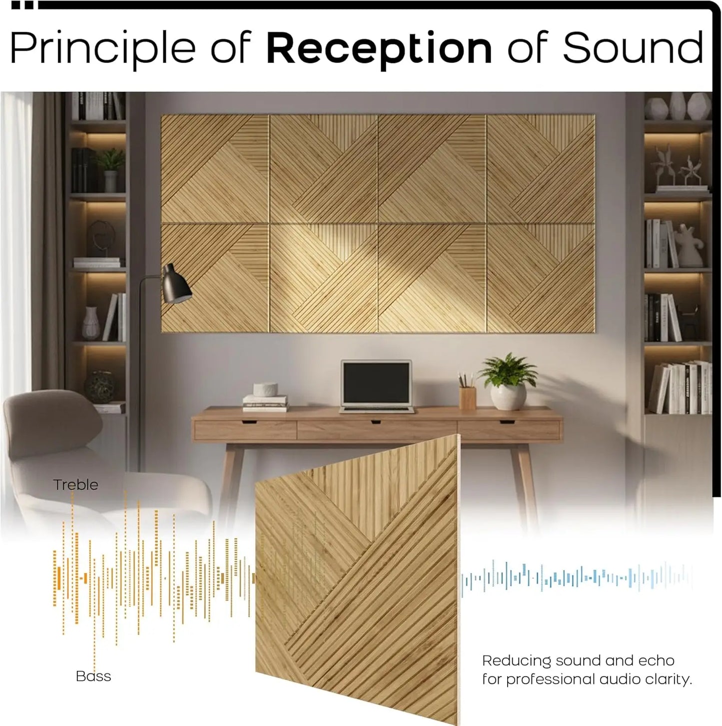 Wood Pattern Acoustic Panels 6 Pack Self Adhesive Soundproof Tiles