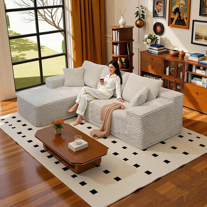 Corduroy L Shaped Sofa Bed With Deep Seat Comfort Durable