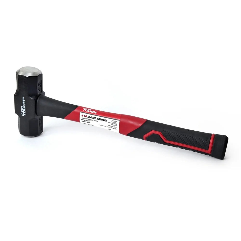 4 lb Sledge Hammer Fiberglass Handle Comfort Grip Double Injected Carbon Steel Head Heat Treated Drop Forged Home Improvement