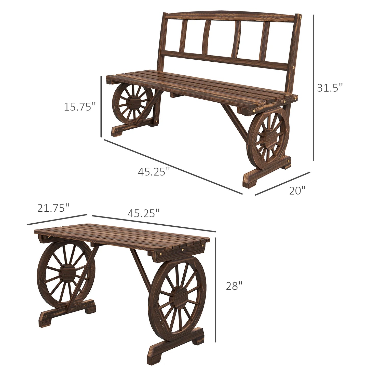 Outsunny Patio Dining Set For 4 With Wagon Wheel Design