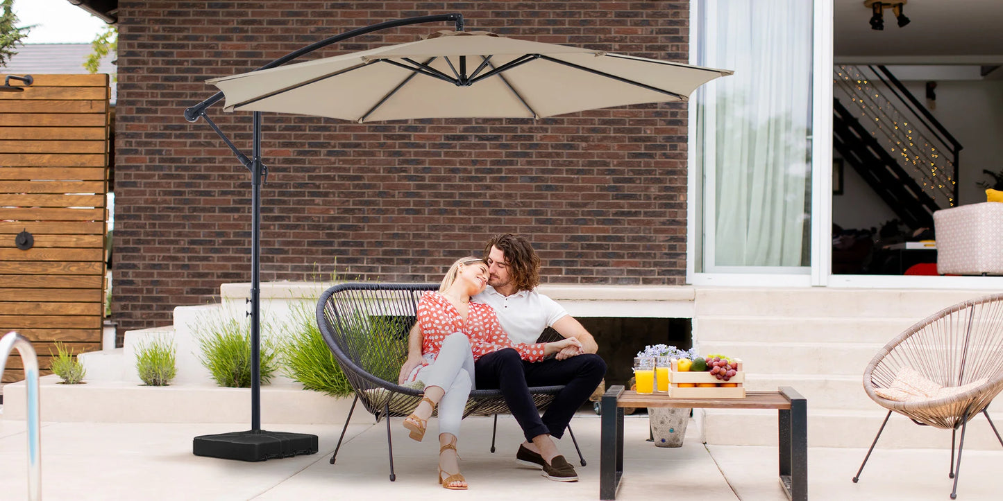 JHK Outdoor Cantilever Patio Umbrella With Easy Tilt UV Protection