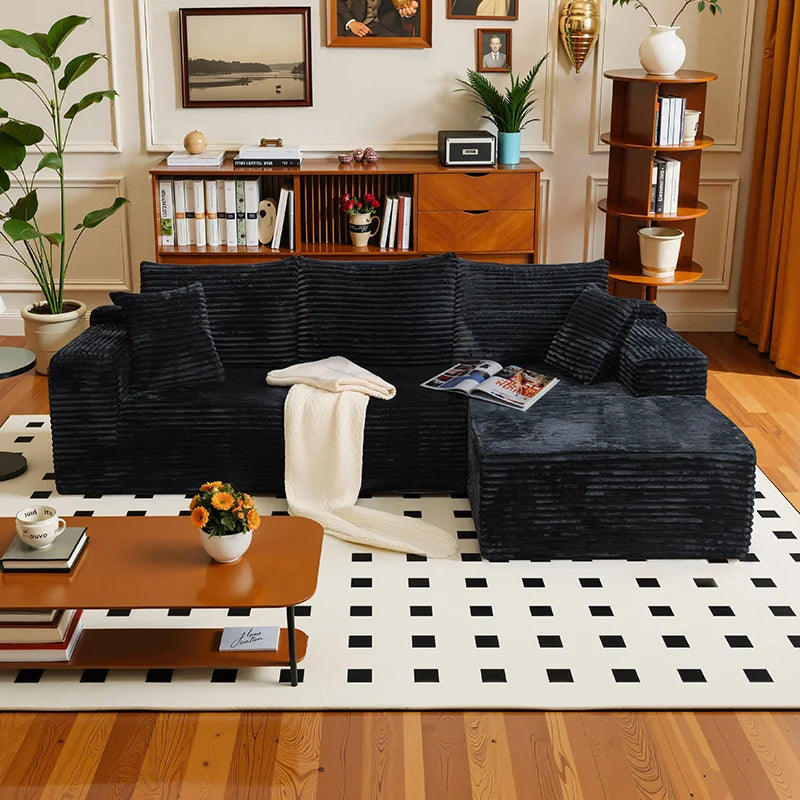 Corduroy L Shaped Sofa Bed With Deep Seat Comfort Durable