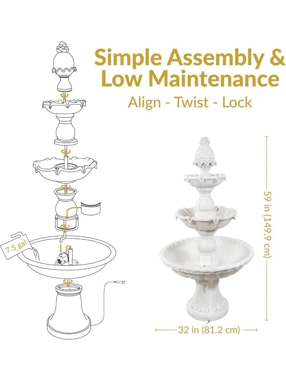3-Tier Welcome Water Fountain With Pineapple Topper