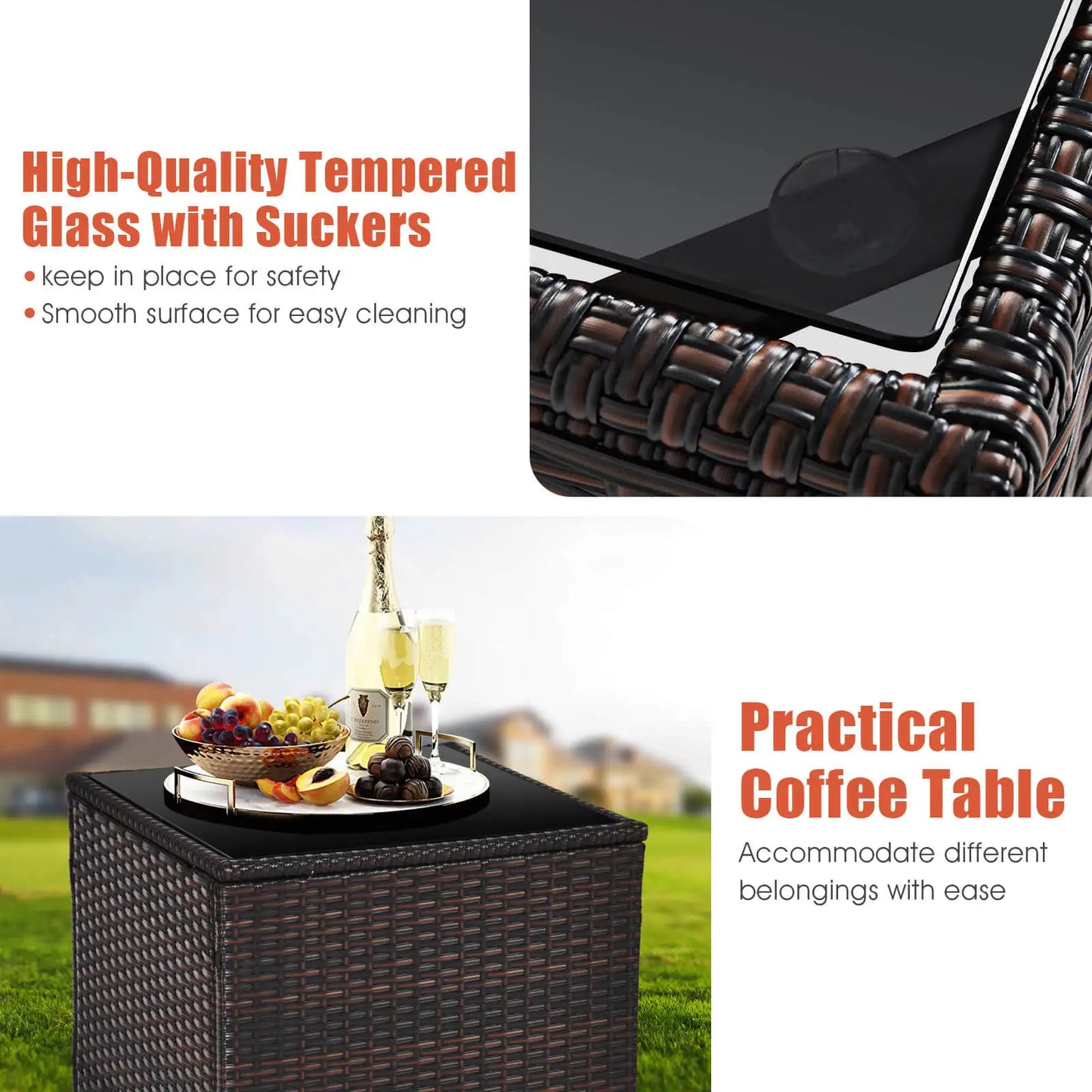 HOMASIS Patio Rattan Furniture Set Cushioned Conversation Set