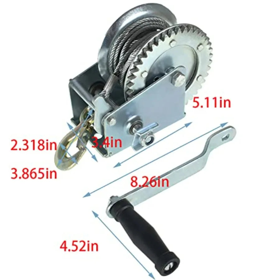 Hand Crank Winch 1600 Lbs With Brake Come Along Cable
